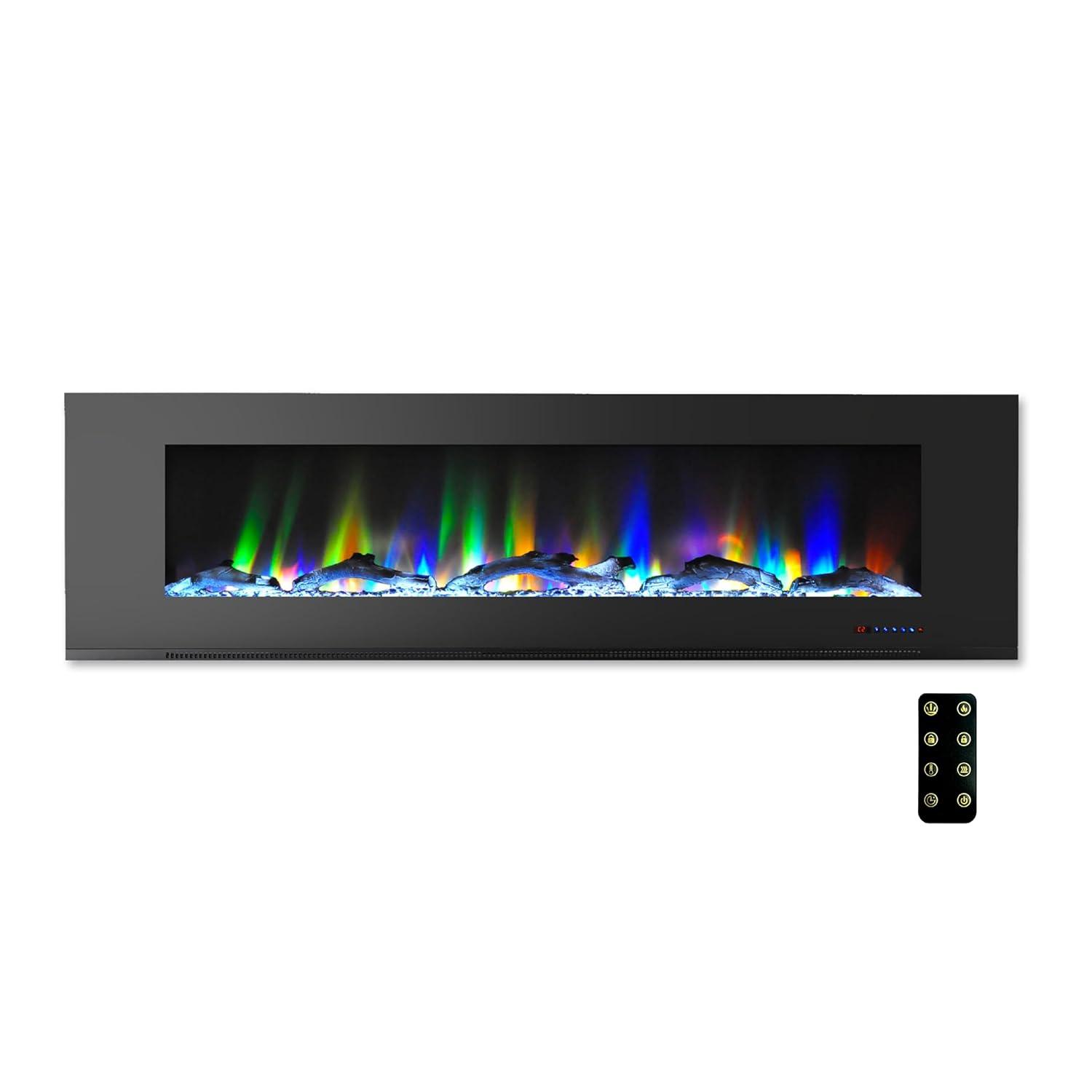 Cambridge Cambridge Wall Mount Electric Fireplace Heater with Remote Control for Indoor Use in Living Room, Bedroom, Home Office