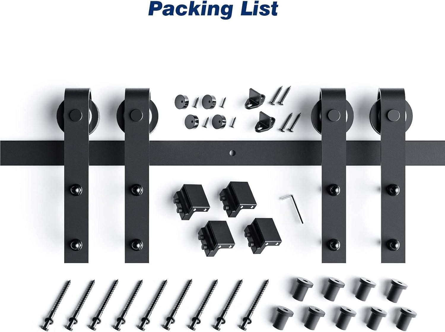 EaseLife 12 FT Double Door Sliding Barn Door Hardware Track Kit,Basic J Pulley,Heavy Duty,Slide Smoothly Quietly,Easy Install (12FT Track Kit for Double 36" Wide Door)