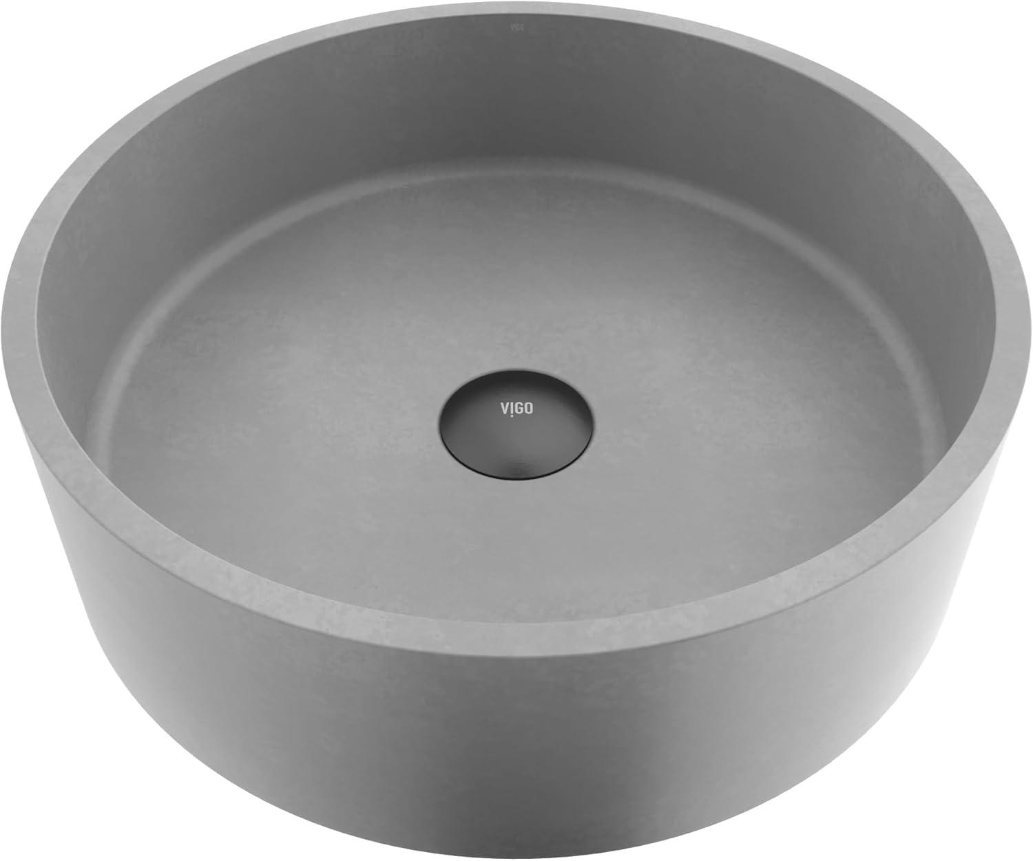 Gray Concreto Stone Round Above-Counter Vessel Sink