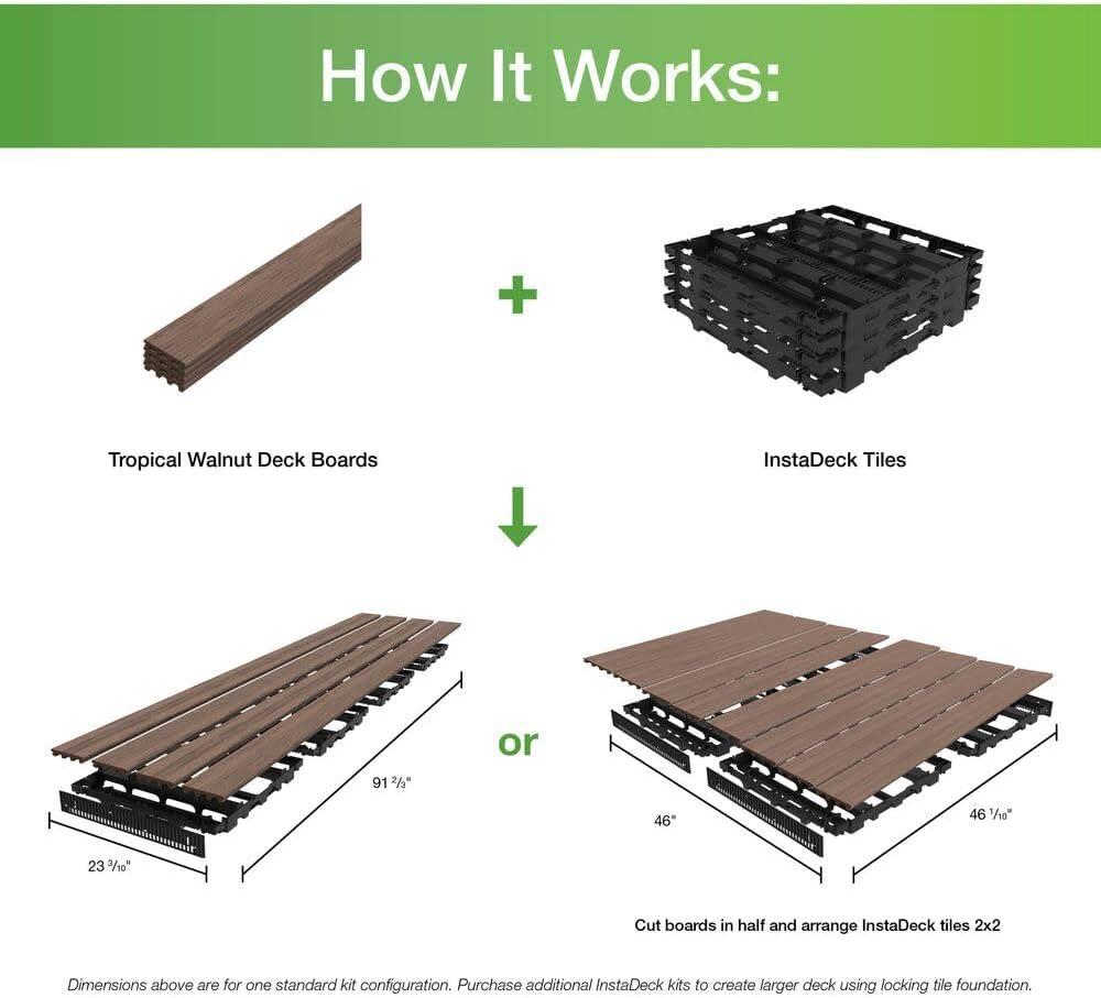 InstaDeck 4 ft. Walnut Composite Outdoor Flooring Kit