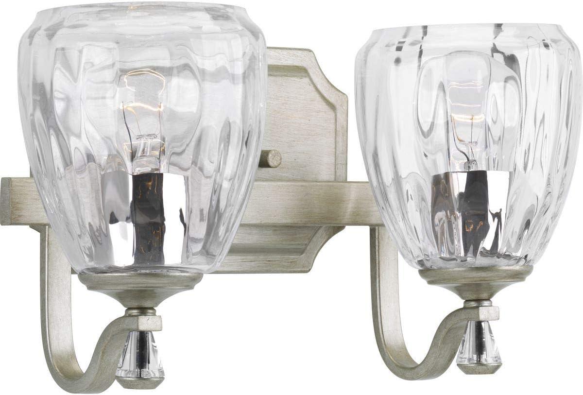 Anjoux Silver Ridge 2-Light Vanity Fixture with Clear Glass Shades