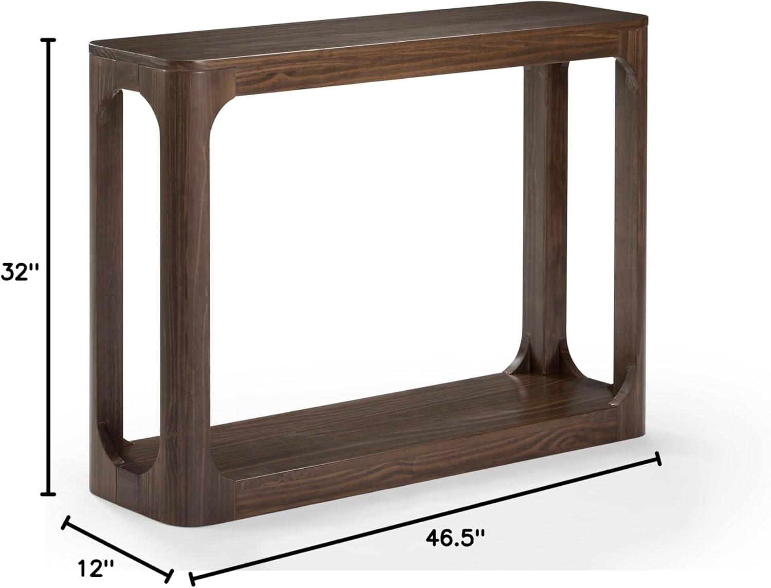 Plank+Beam 46" Forma Console Table, Solid Wood Rounded Edge Sofa Table with Storage Shelves, Narrow Entryway Table