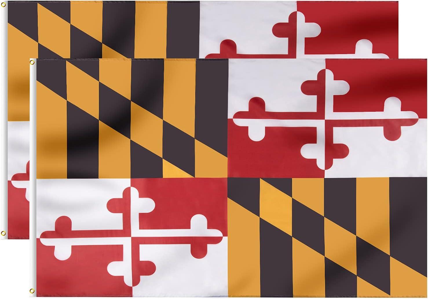 ANLEY 3x5 Foot Maryland State Polyester Flag - Maryland MD Flags (Pack of 2)