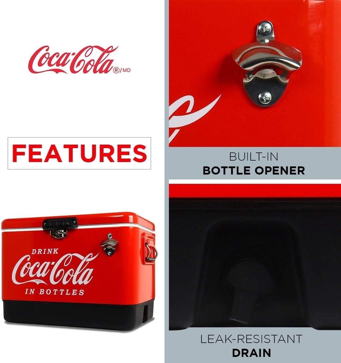 Coca-Cola Coca-Cola Ice Chest Cooler with Bottle Opener, 51L (54 qt), 85 Cans