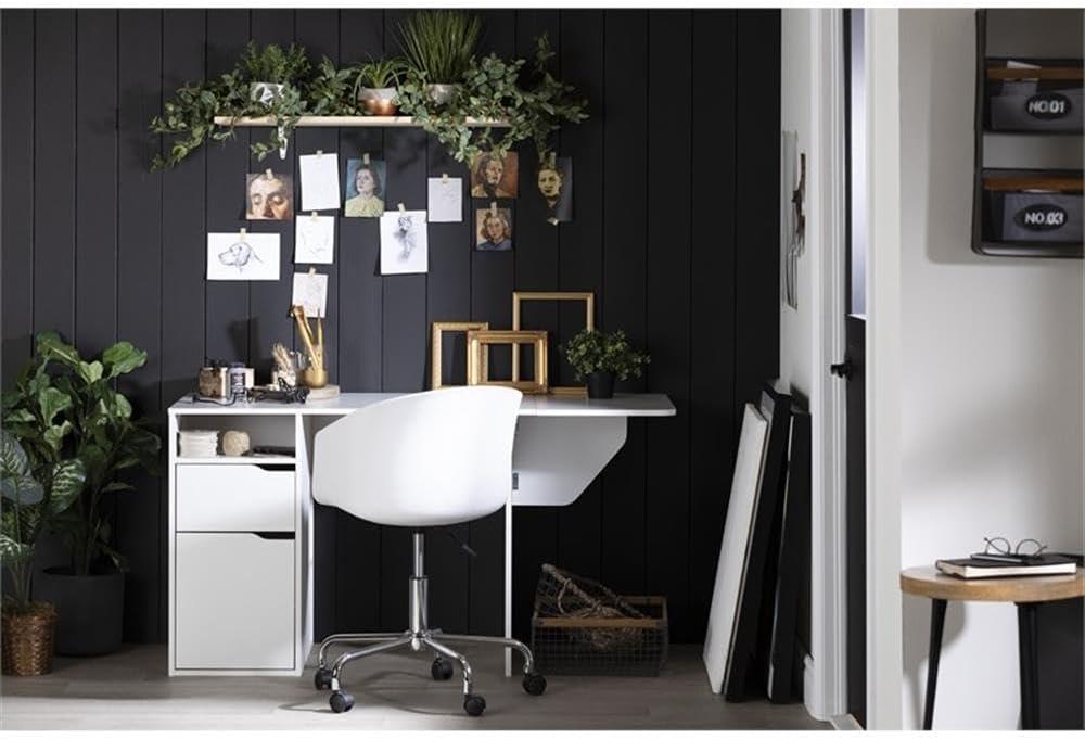 White Expandable Craft Table with Storage Drawers