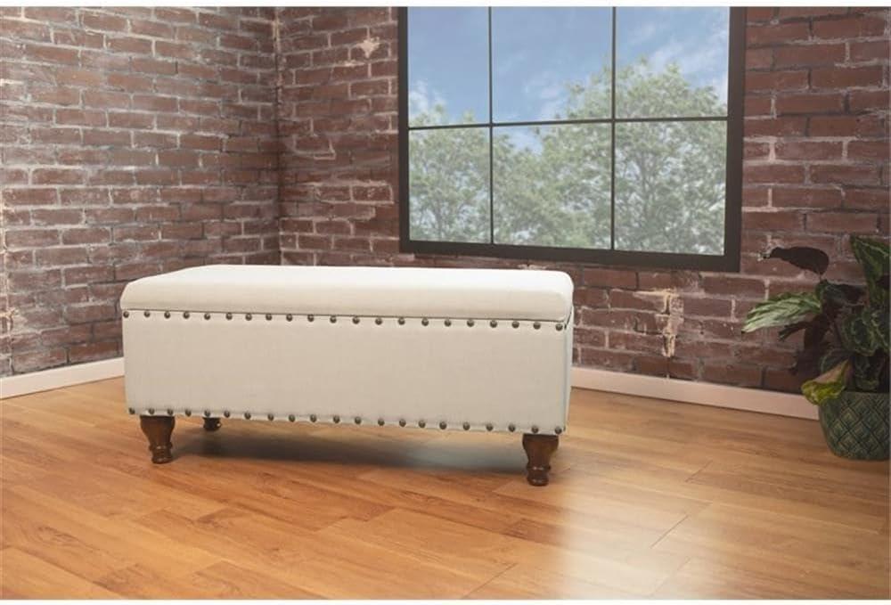 Large Storage Bench with Nailhead Trim - HomePop