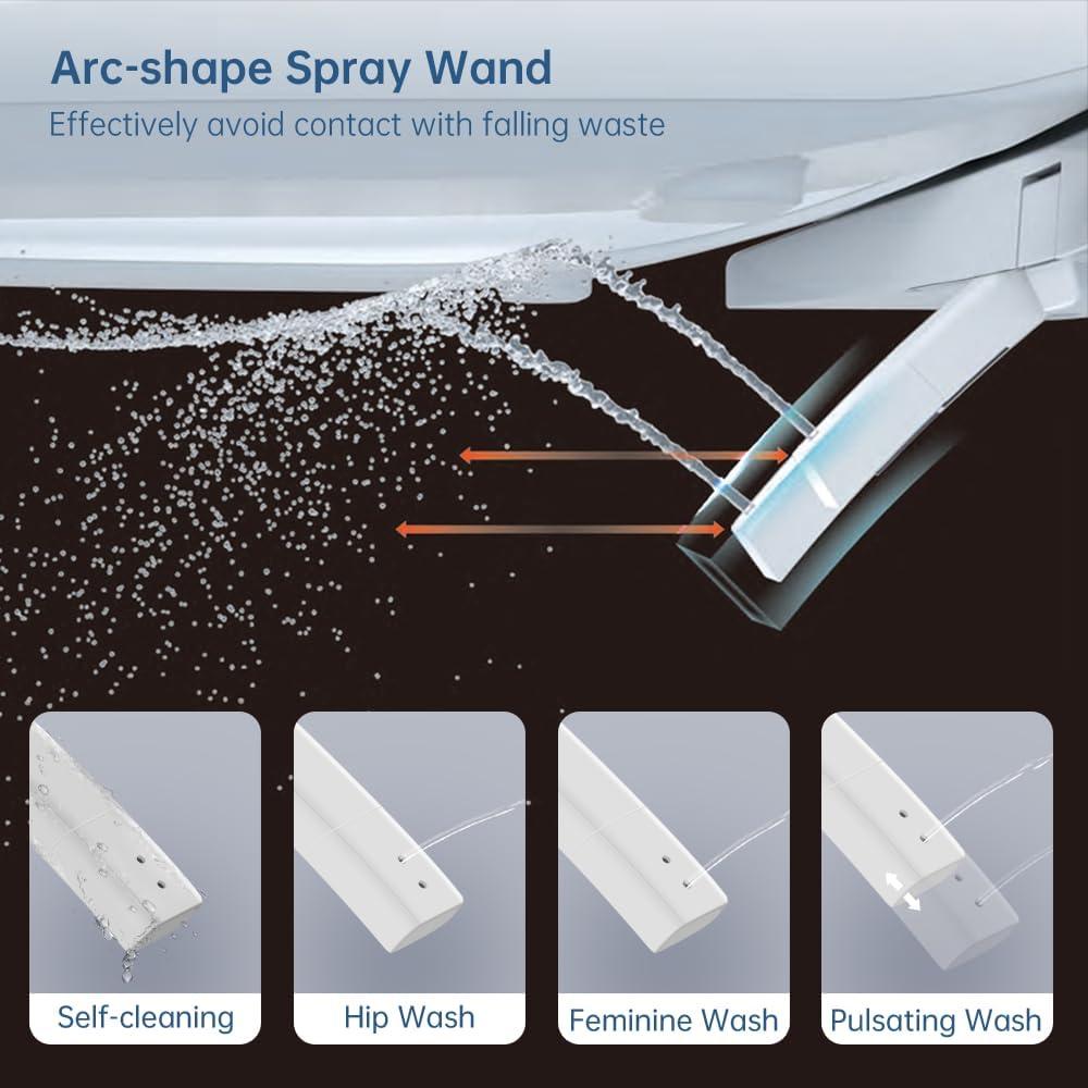 EPLO Smart Toilet Bidet – Auto Open/Close, 1000g MaP Flush Score, Auto Urinal Flush for Men, ADA Compliant Comfort Height, Built-in Tank, Heated Seat, Moving Dryer, Elongated Design, Blackout Flush