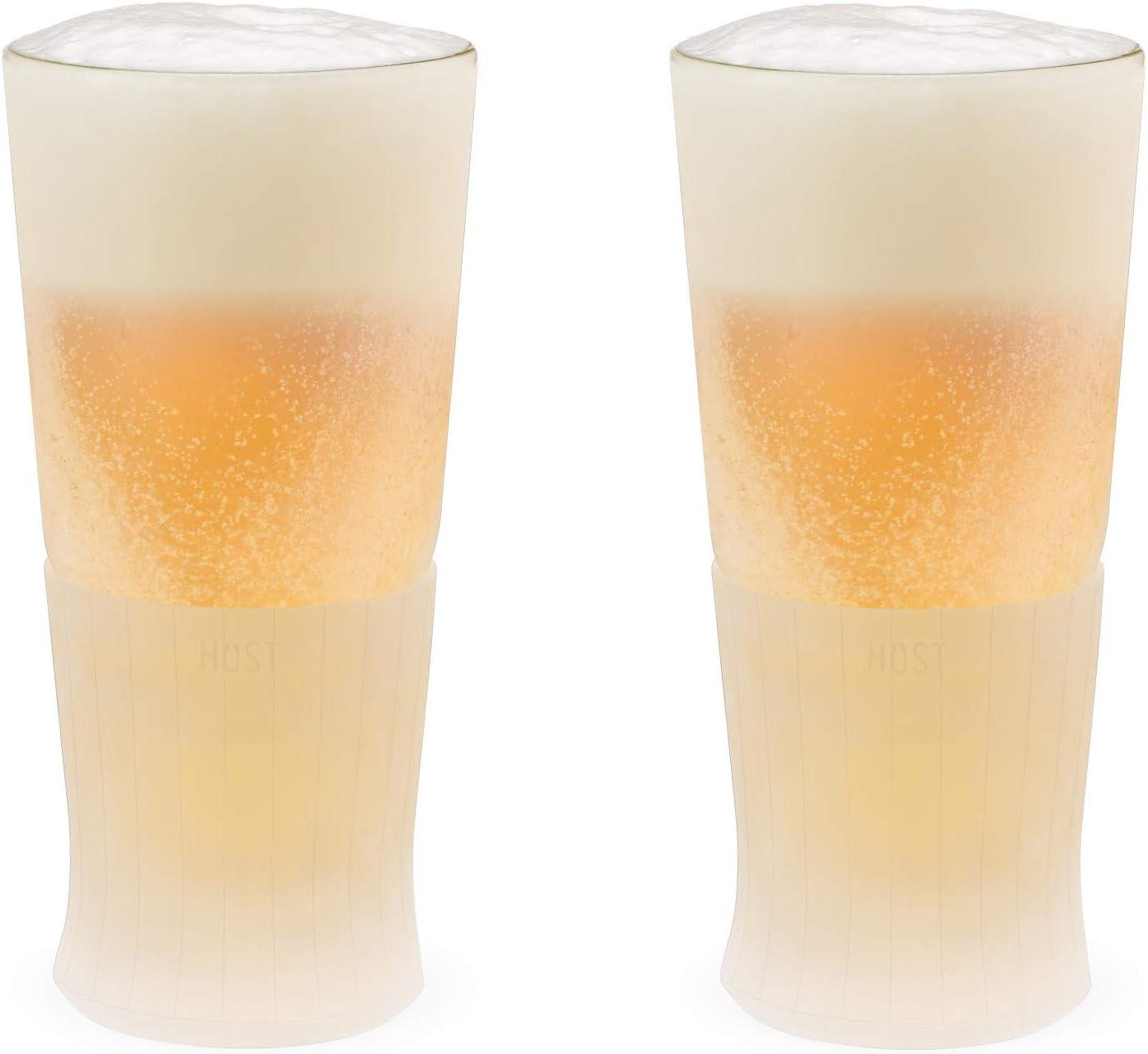 Glass Beer FREEZE Cooling Cups (Set of 2)