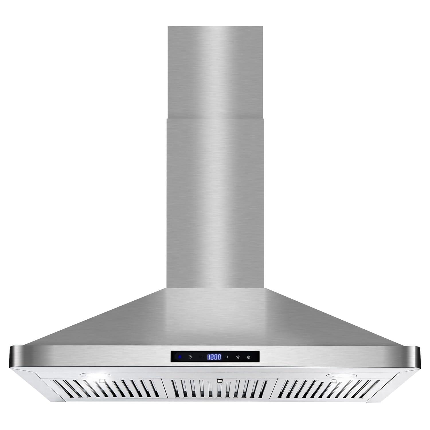 Cosmo 36 in. Ducted Wall Mount Range Hood in Stainless Steel with Touch Controls, LED Lighting and Permanent Filters