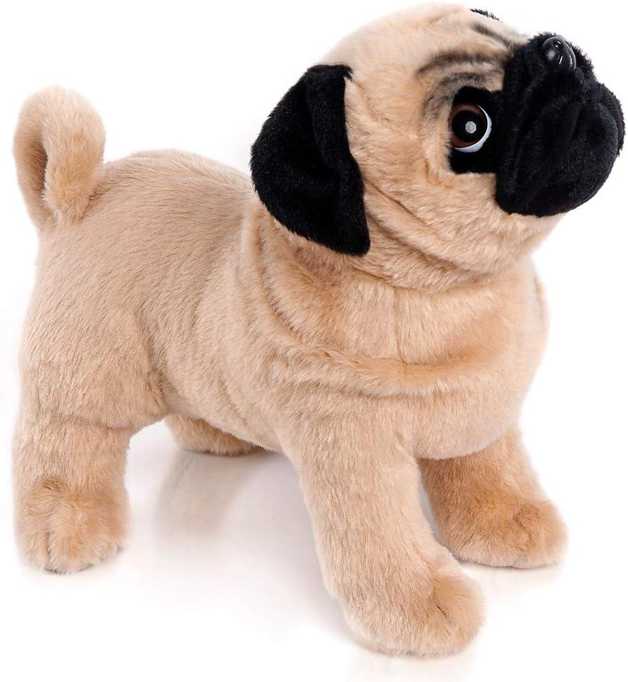 BONI 12.5 inch Brown Pug Stuffed Animal, Pug Plush Dog Stuffed Animals Gifts for Children Christmas Day Birthday