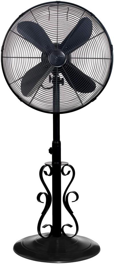 DecoBREEZE Adjustable Height Oscillating Outdoor Pedestal Fan, 18-Inch, Ebony