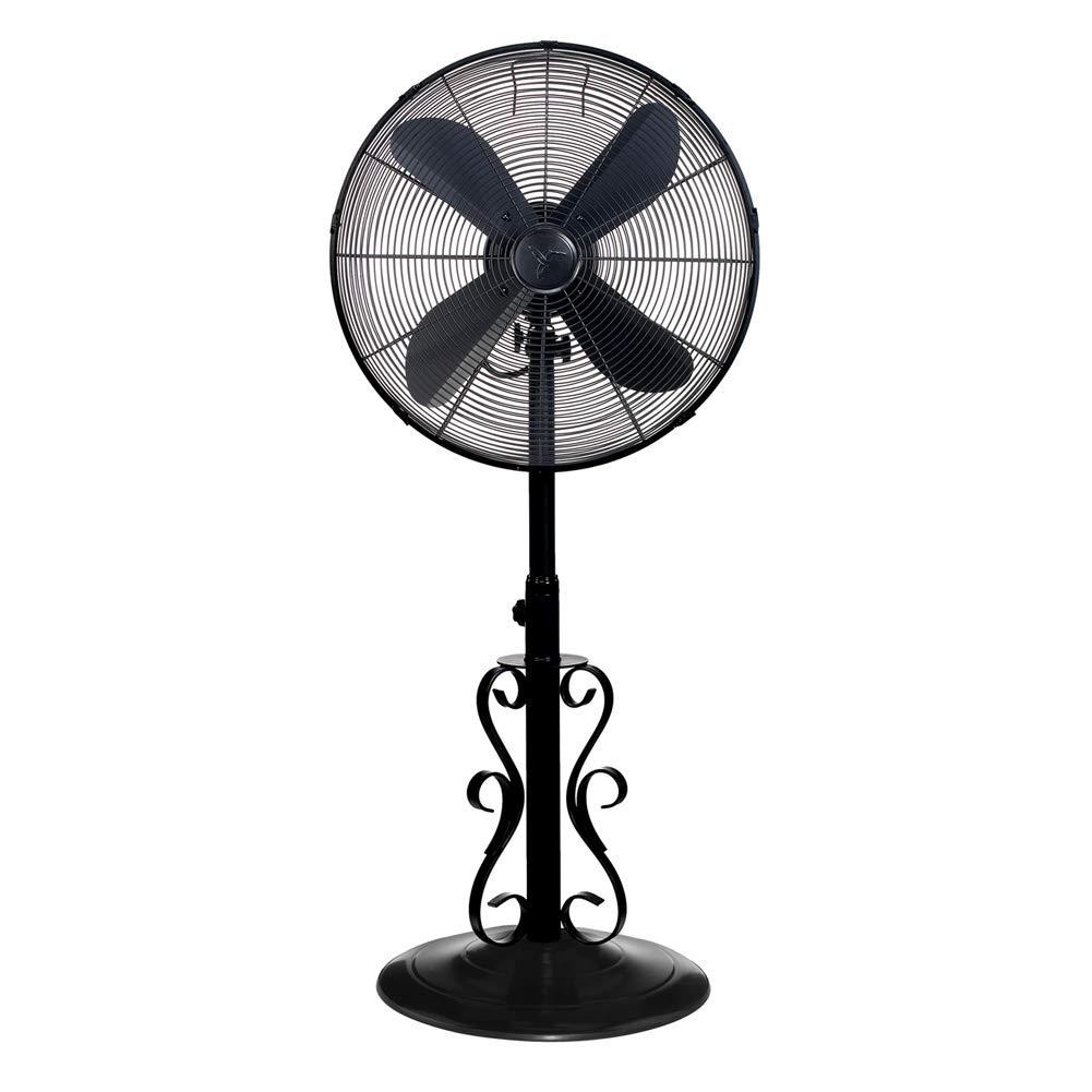 DecoBREEZE Adjustable Height Oscillating Outdoor Pedestal Fan, 18-Inch, Ebony