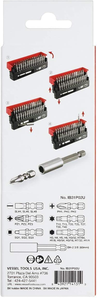 Vesseltools IB31P02U Vessel Impact Ball Torsion Bit 30+1 Pc. Set In Slide Case No.ib31p02u