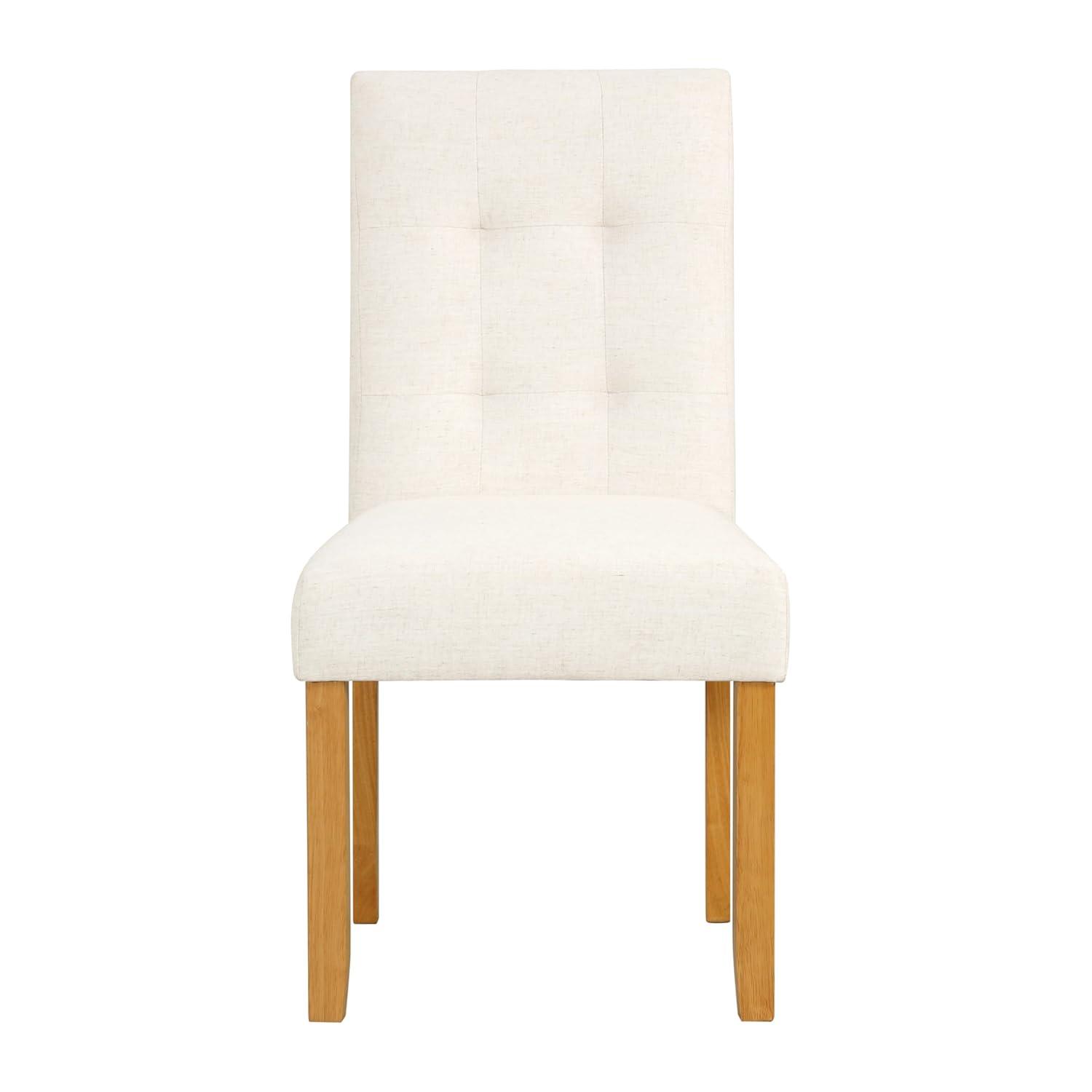 HomePop Set of 2 Tufted Back Dining Chairs Cream: Upholstered, Plywood Frame, 300lbs Capacity