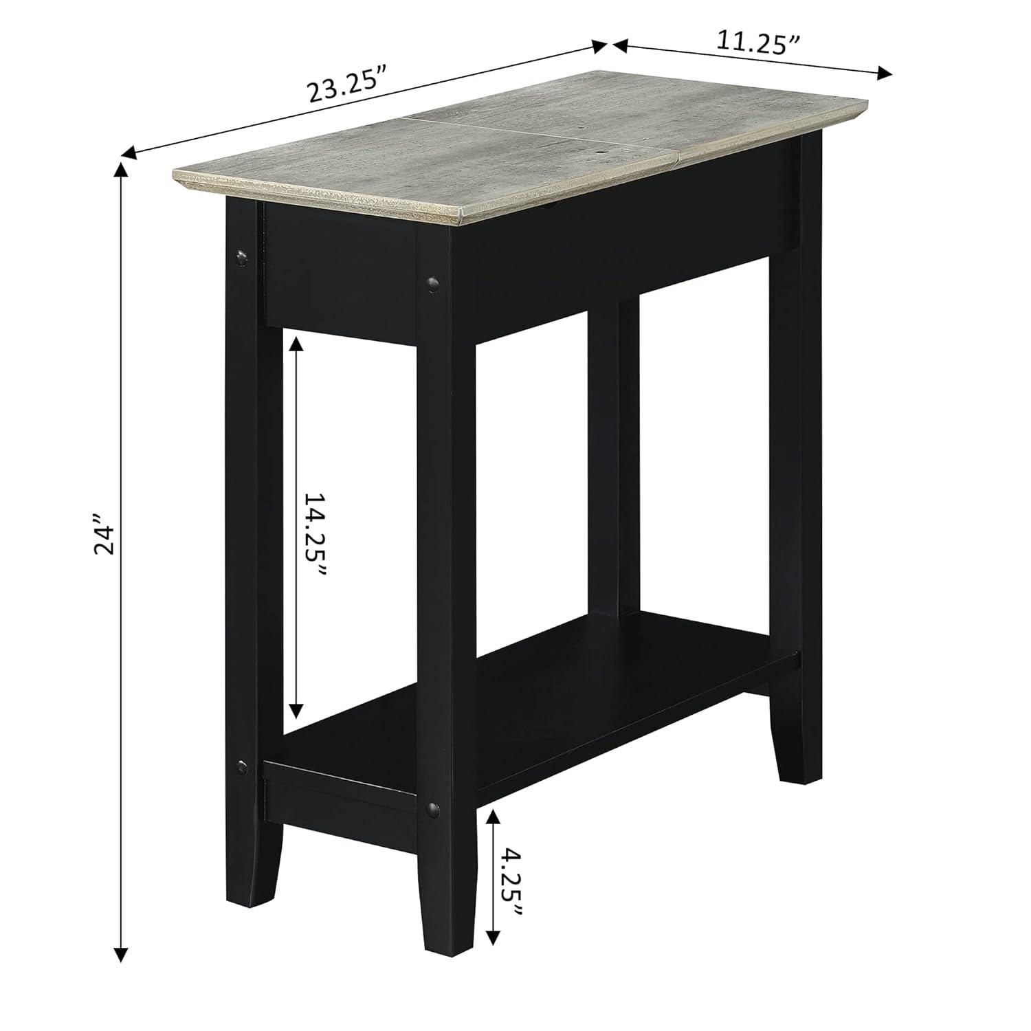 Convenience Concepts American Heritage Flip Top End Table with Charging Station, Faux Birch/Black