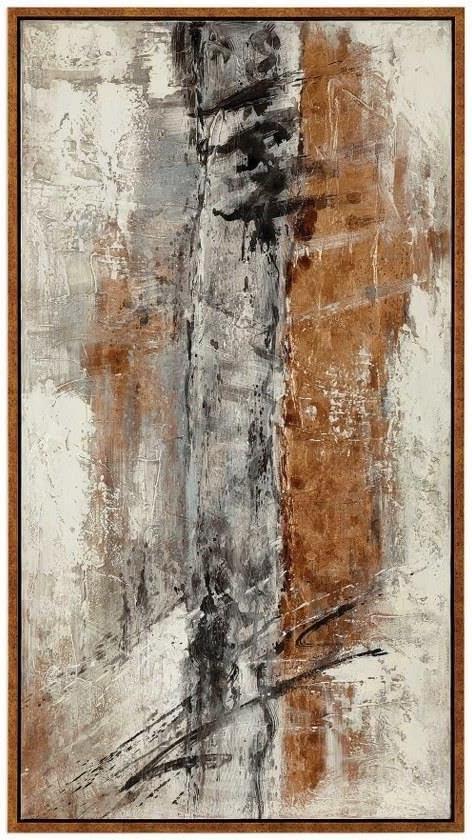 Spice of Life 58" Brown and Gray Abstract Canvas Painting