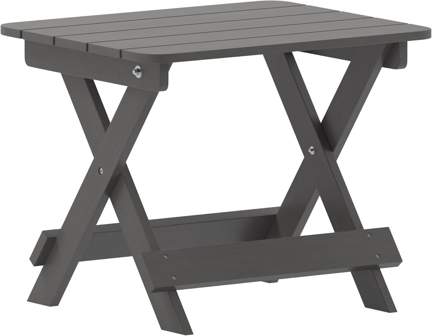 Gray HDPE Folding Adirondack Outdoor Side Table