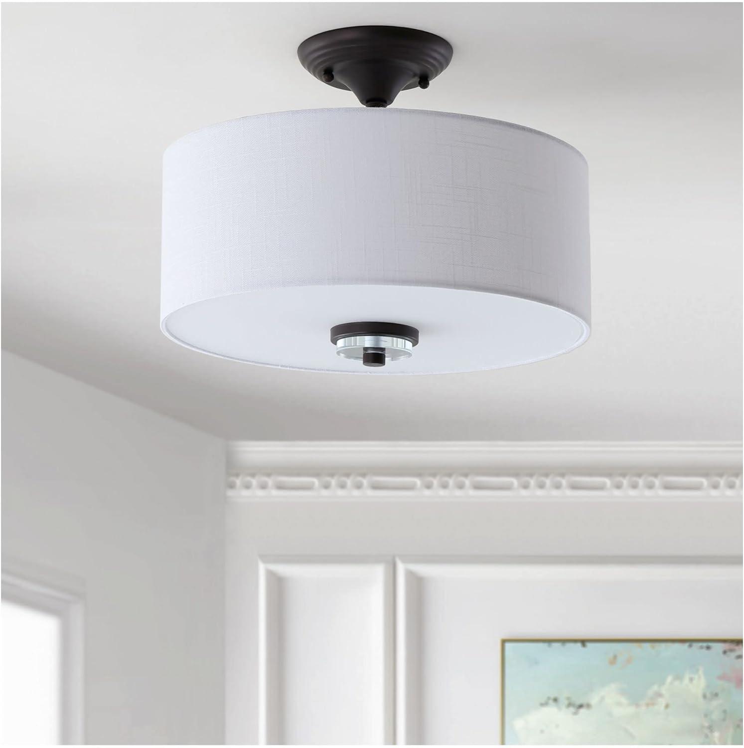 Marc 15" Oil Rubbed Bronze Crystal LED Semi-Flush Mount