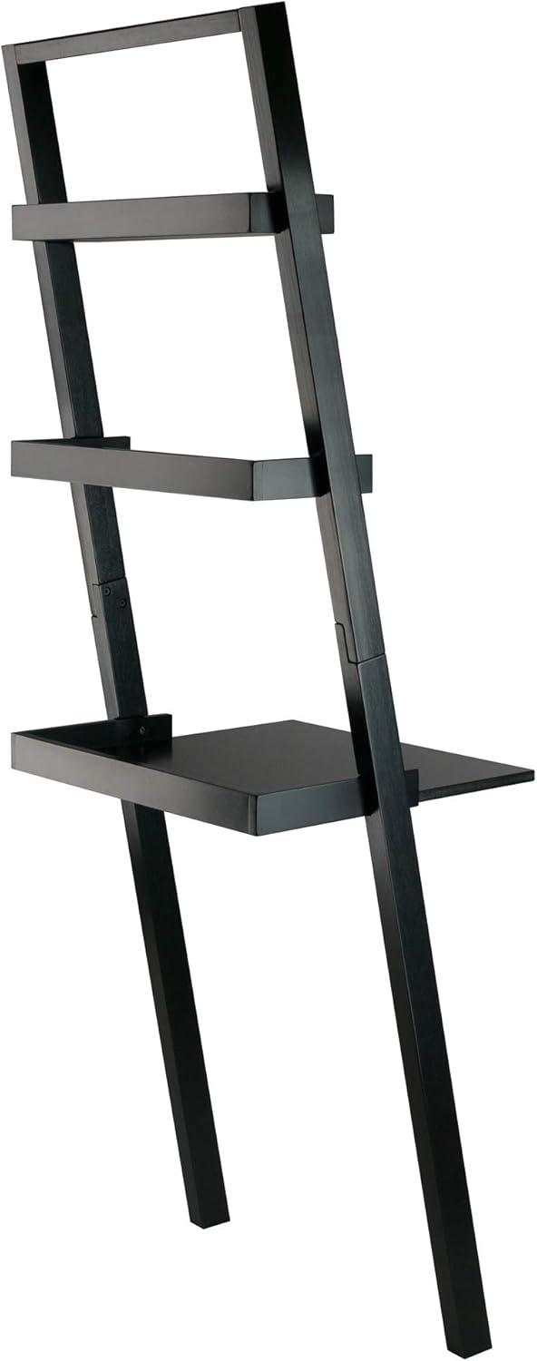 69.36" Bellamy Leaning Desk with 2 Shelves Black - Winsome: Traditional Style, Spot Clean, No Storage