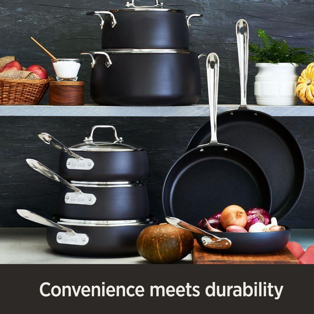 12-Inch Black Aluminum Non-Stick Pan with Lid and Stainless Steel Handles