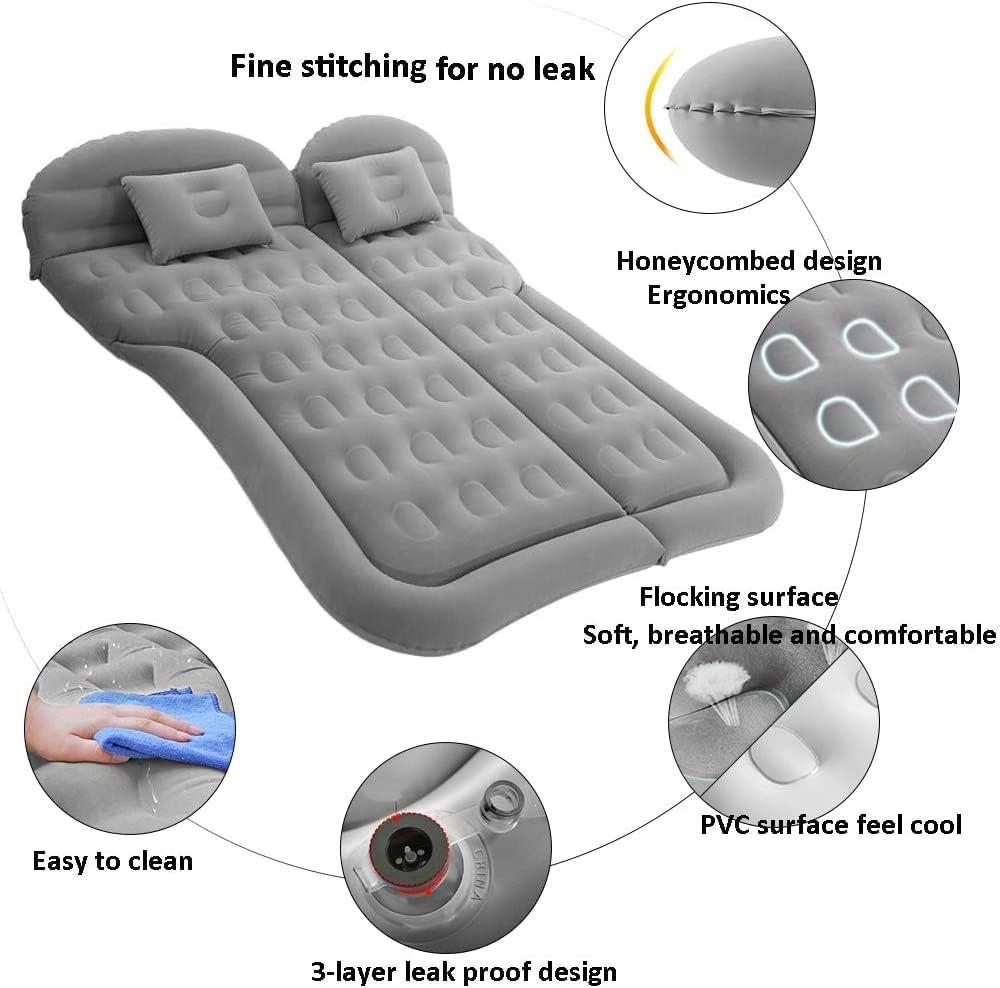 Gray Inflatable SUV Air Mattress with Pump and Pillows