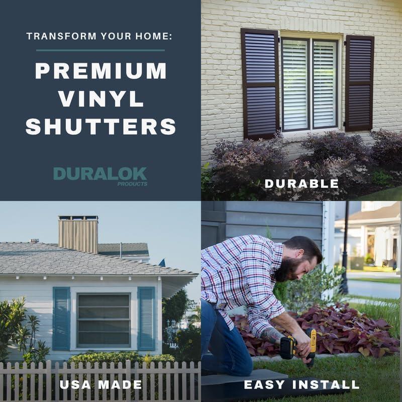 Vinyl | Louvered Exterior Shutters | 14.5" Width | Cathedral Top | with Mid Rail (50/50 Split) | 1 Pair