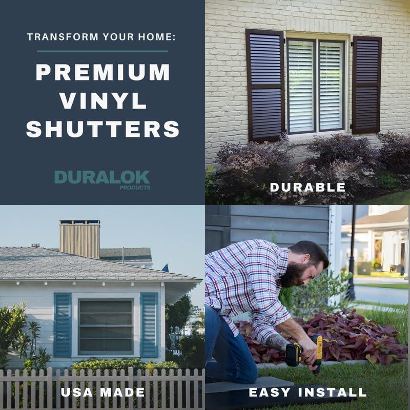 Vinyl | Louvered Exterior Shutters | 14.5" Width | Cathedral Top | with Mid Rail (50/50 Split) | 1 Pair