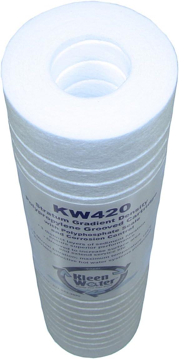 KleenWater Filters Compatible With Aqua-Pure AP420, KleenWater KW420 Hot Water Protector and Scale Inhibitor, Prevents Scale Build-Up On Water Heaters Standard and Tankless, Set of 3