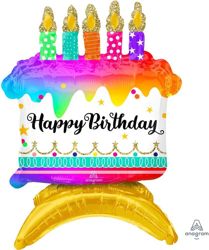 35-Inch Multicolor Birthday Cake Foil Mylar Balloon