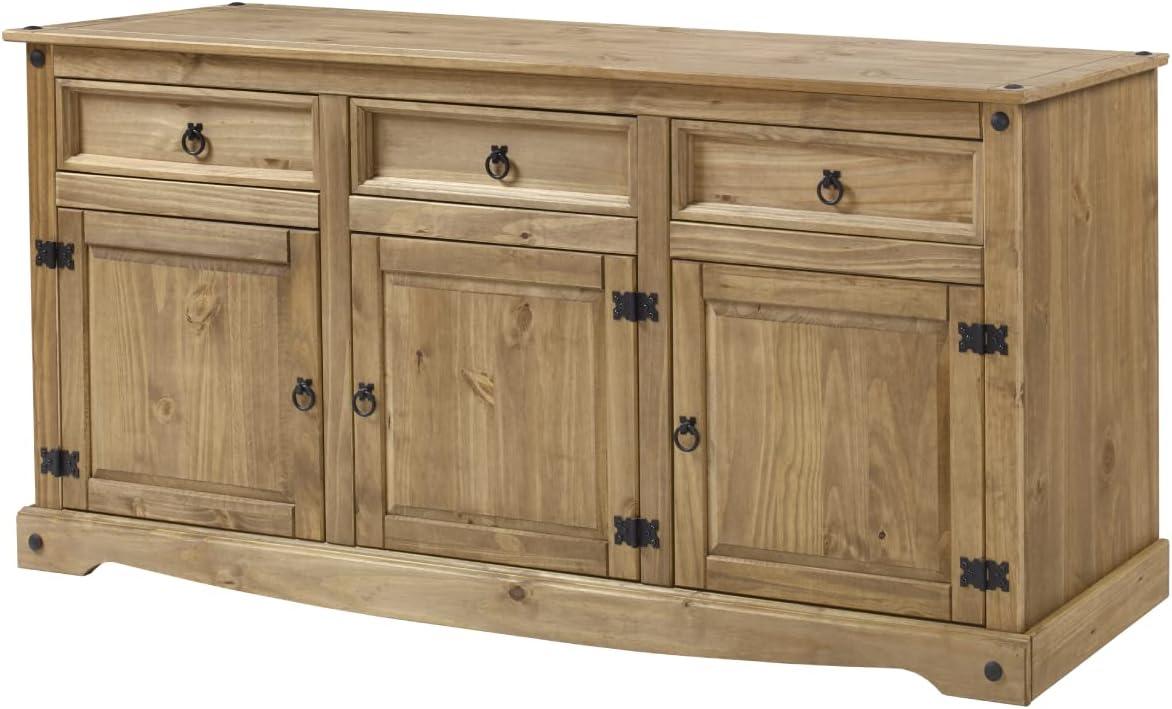 OS Home and Office Furniture Model COR917 Cottage Series Wood Buffet Sideboard in Corona Brown Brown