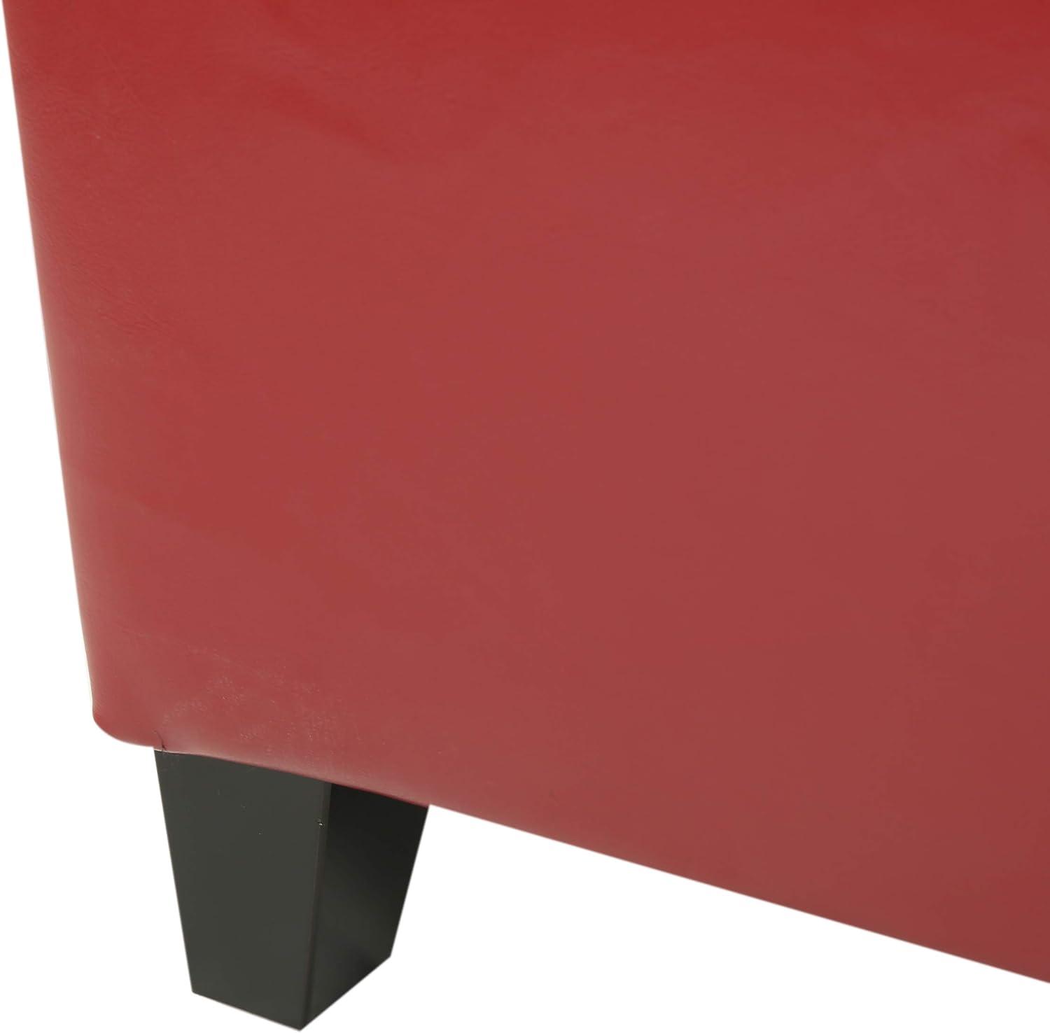 Christopher Knight Home Lucinda Faux Leather Storage Ottoman Bench Red : Upholstered Rectangular Seat, Wood Frame