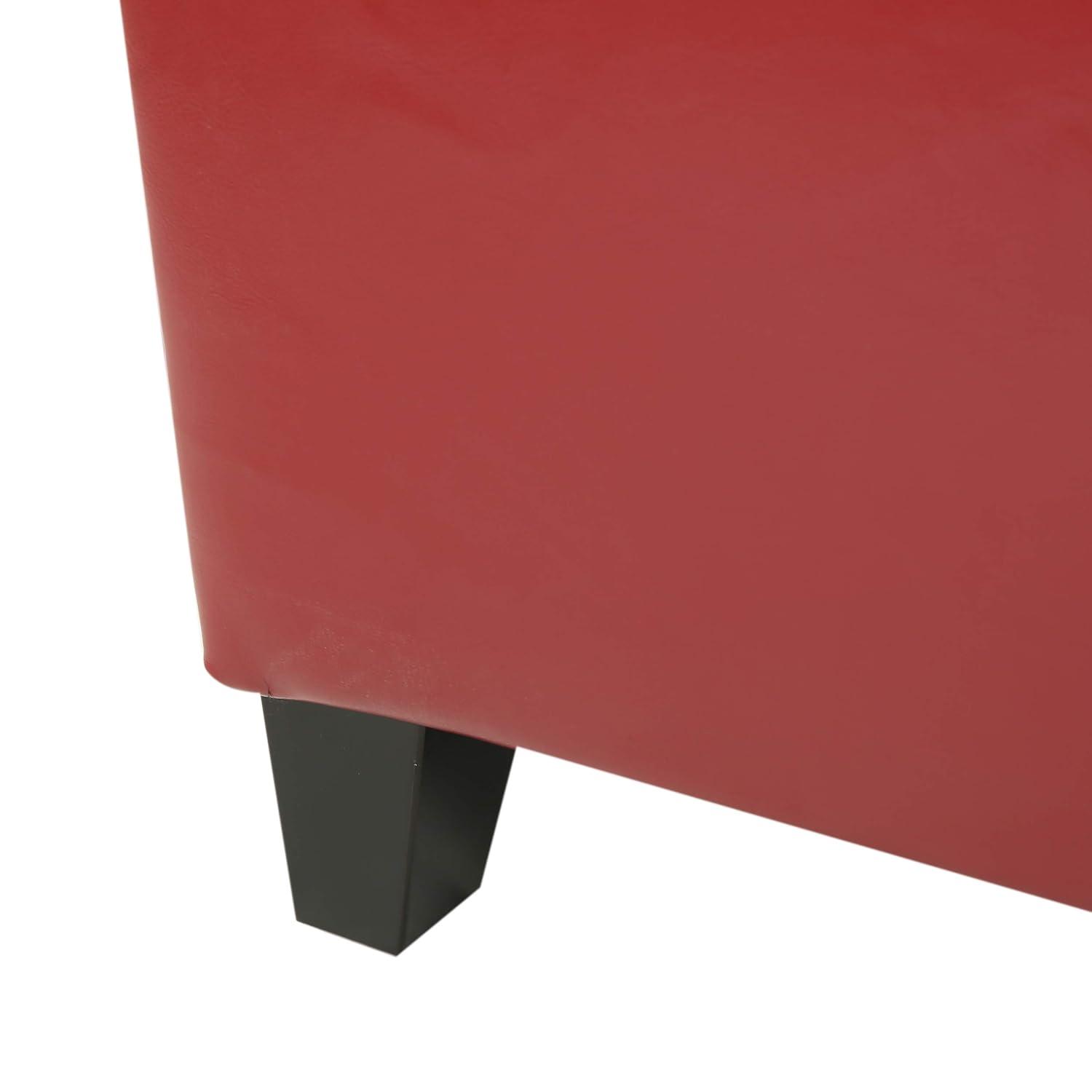 Christopher Knight Home Lucinda Faux Leather Storage Ottoman Bench Red : Upholstered Rectangular Seat, Wood Frame