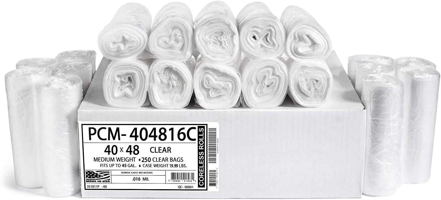 45 Gallon Clear High Density Plastic Trash Bags