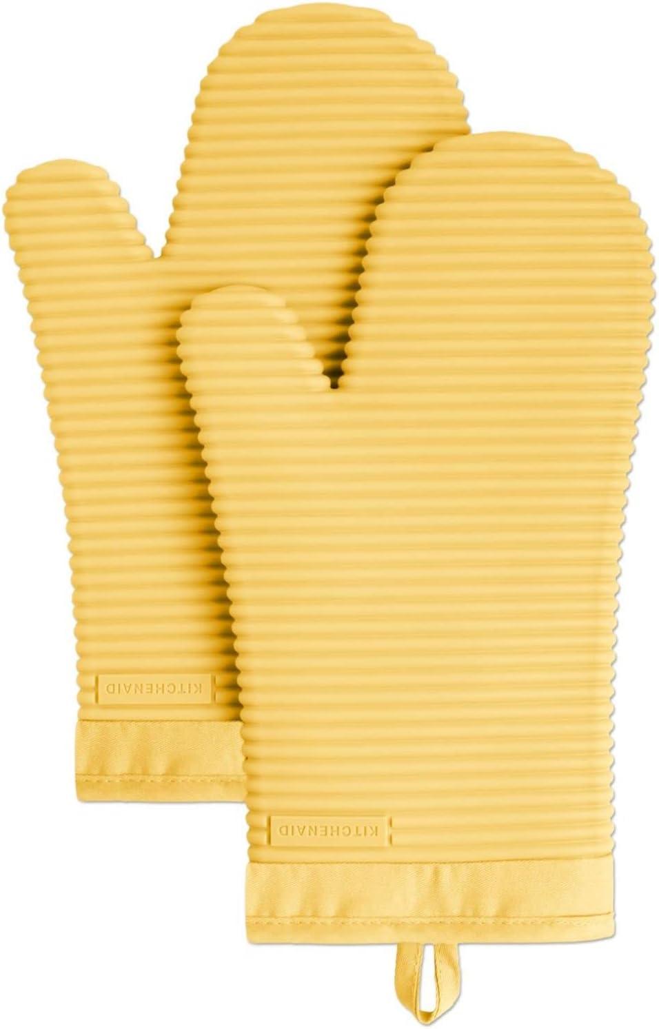 KitchenAid Ribbed Soft Silicone Heat Resistant Oven Mitts, 2-Piece Set