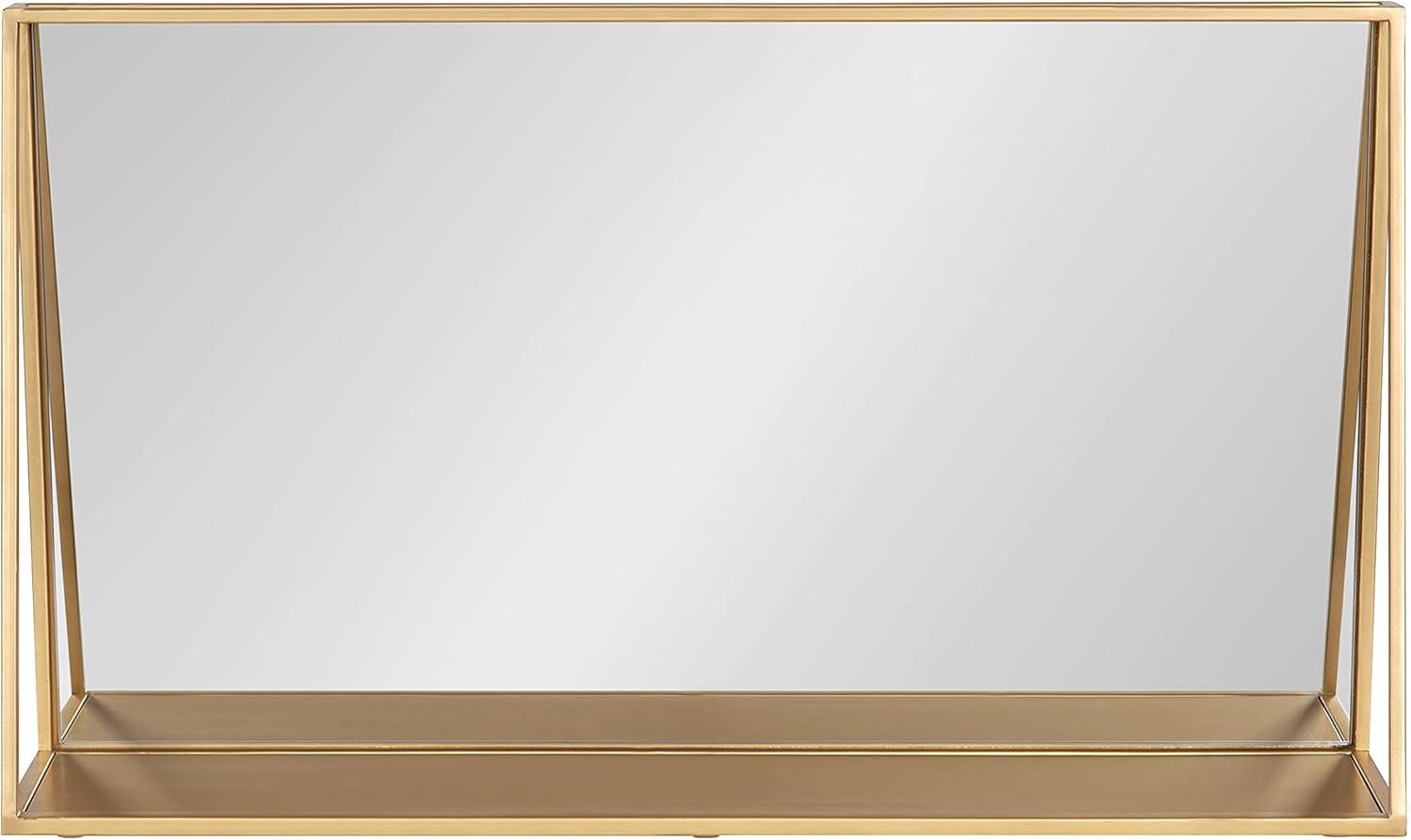 28"x16" Lintz Metal Framed Decorative Wall Mirror with Shelf Gold: Modern Rectangle, No Assembly - Kate & Laurel All Things Decor