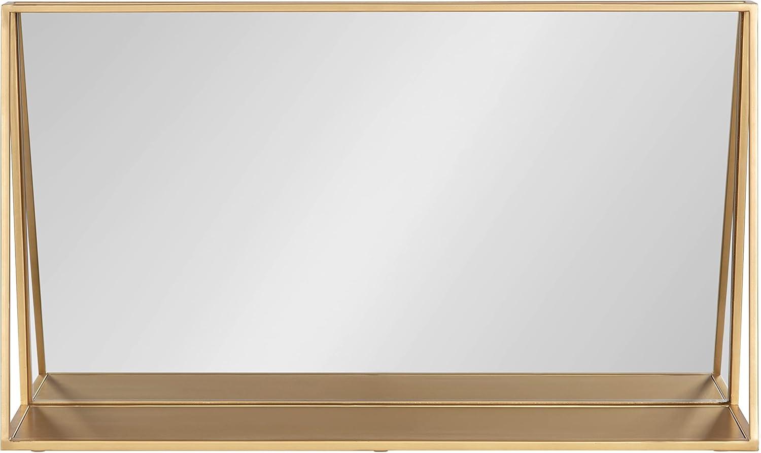 Lintz 31.8" Gold Metal Framed Vanity Wall Mirror with Shelf