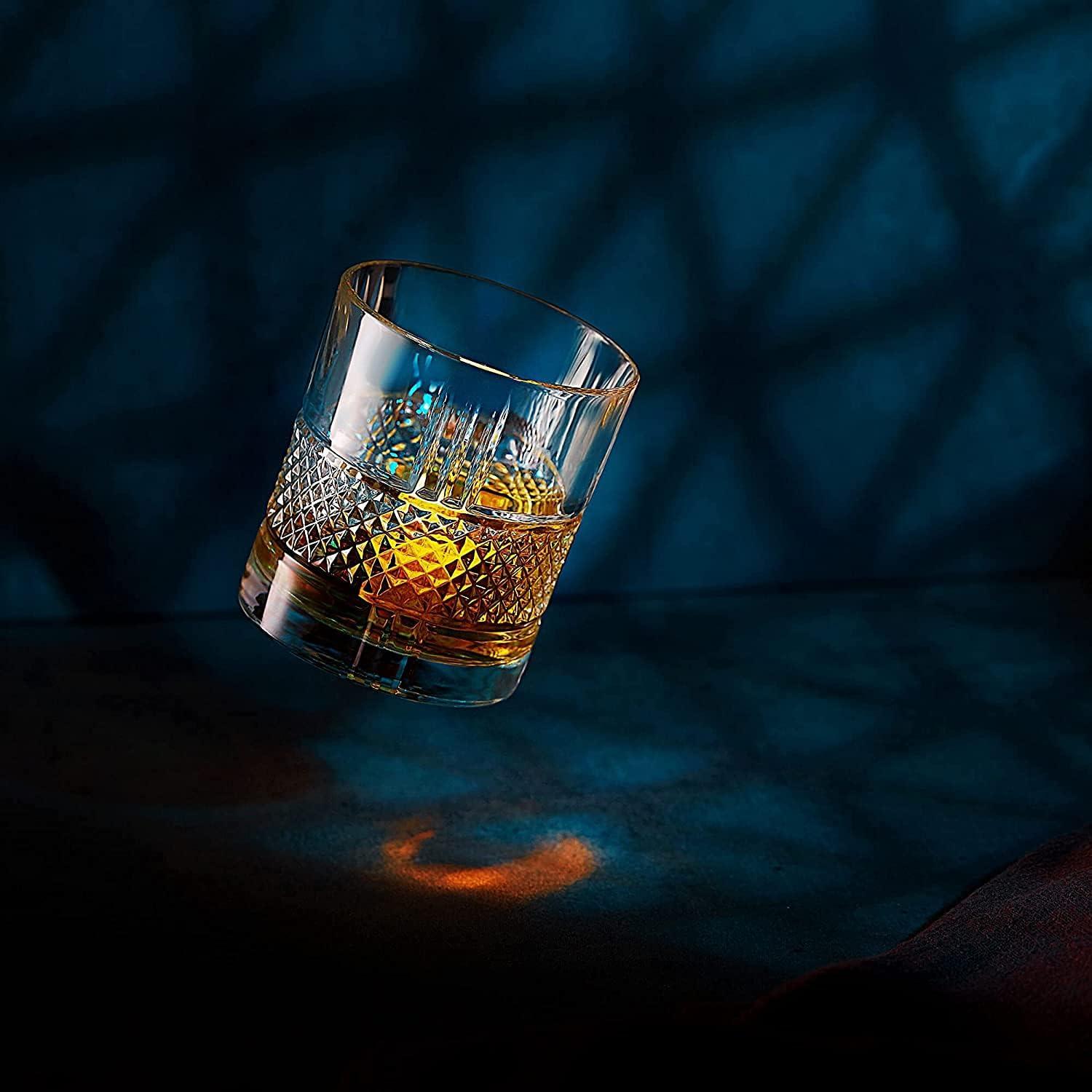 Granite Whiskey Stones and Crystal Glass Gift Set with Hardwood Tray