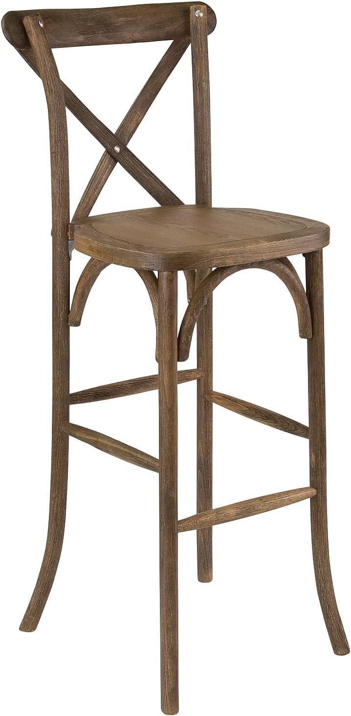 Flash Furniture HERCULES Series Dark Antique Wood Cross Back Barstool