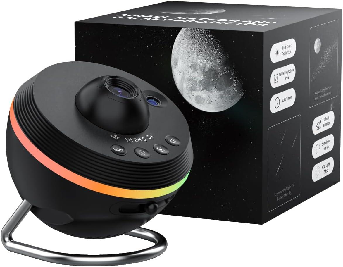 Black Round LED Galaxy Projector with Dynamic Meteor Effect