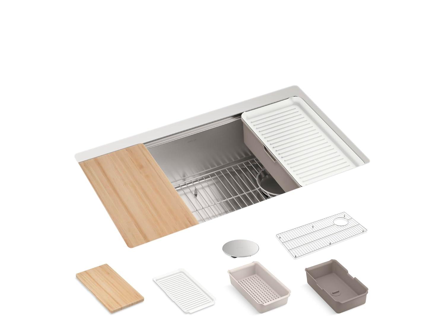 Strive® 32" L x 18.25" W Undermount Single Bowl Kitchen Sink with Basin Rack