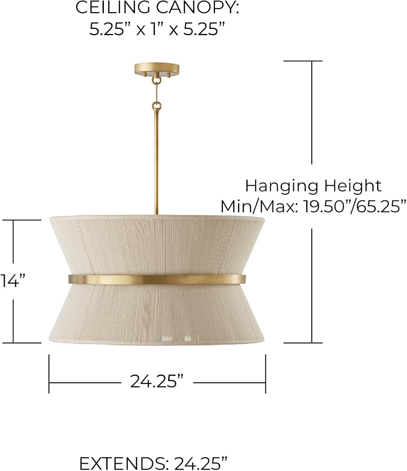 8 Light Pendant-Bleached Natural Rope/Patinaed Brass Finish Capital Lighting 341281Np