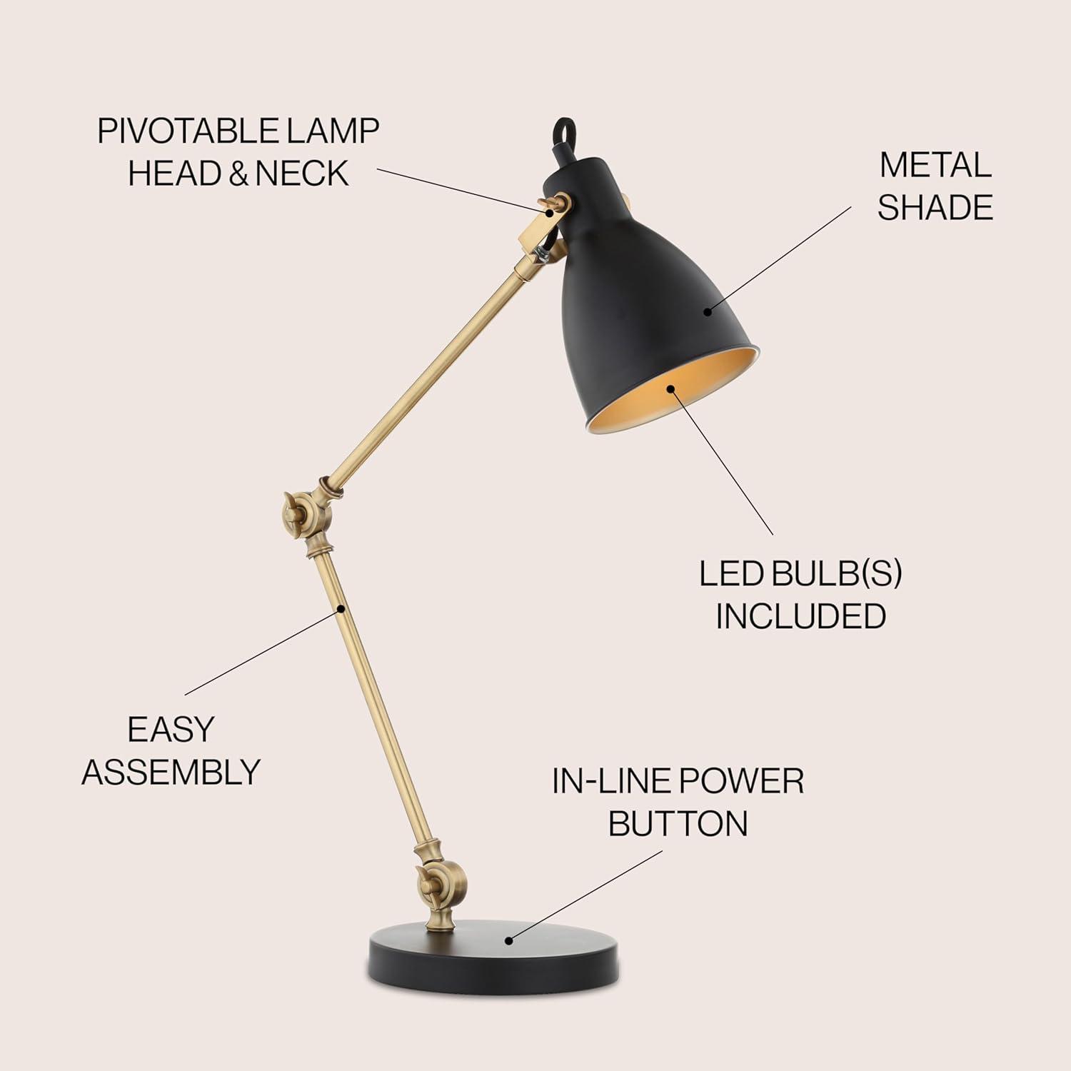 Jonathan Y Lighting Jyl6003 Barnes 1 Light 24" Tall Led Swing Arm Desk Lamp - MultiColor