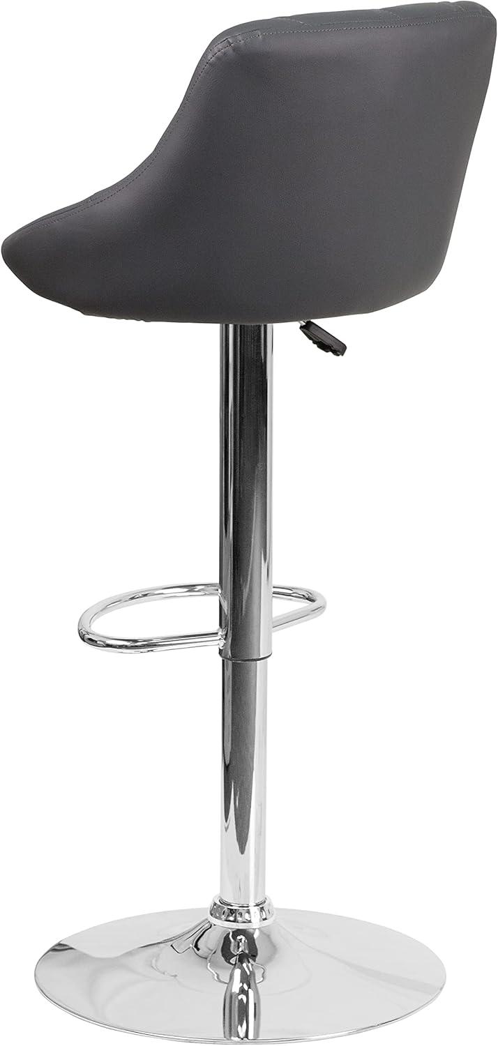 Flash Furniture Contemporary Vinyl Bucket Seat Adjustable Height Barstool with Diamond Pattern Back and Chrome Base