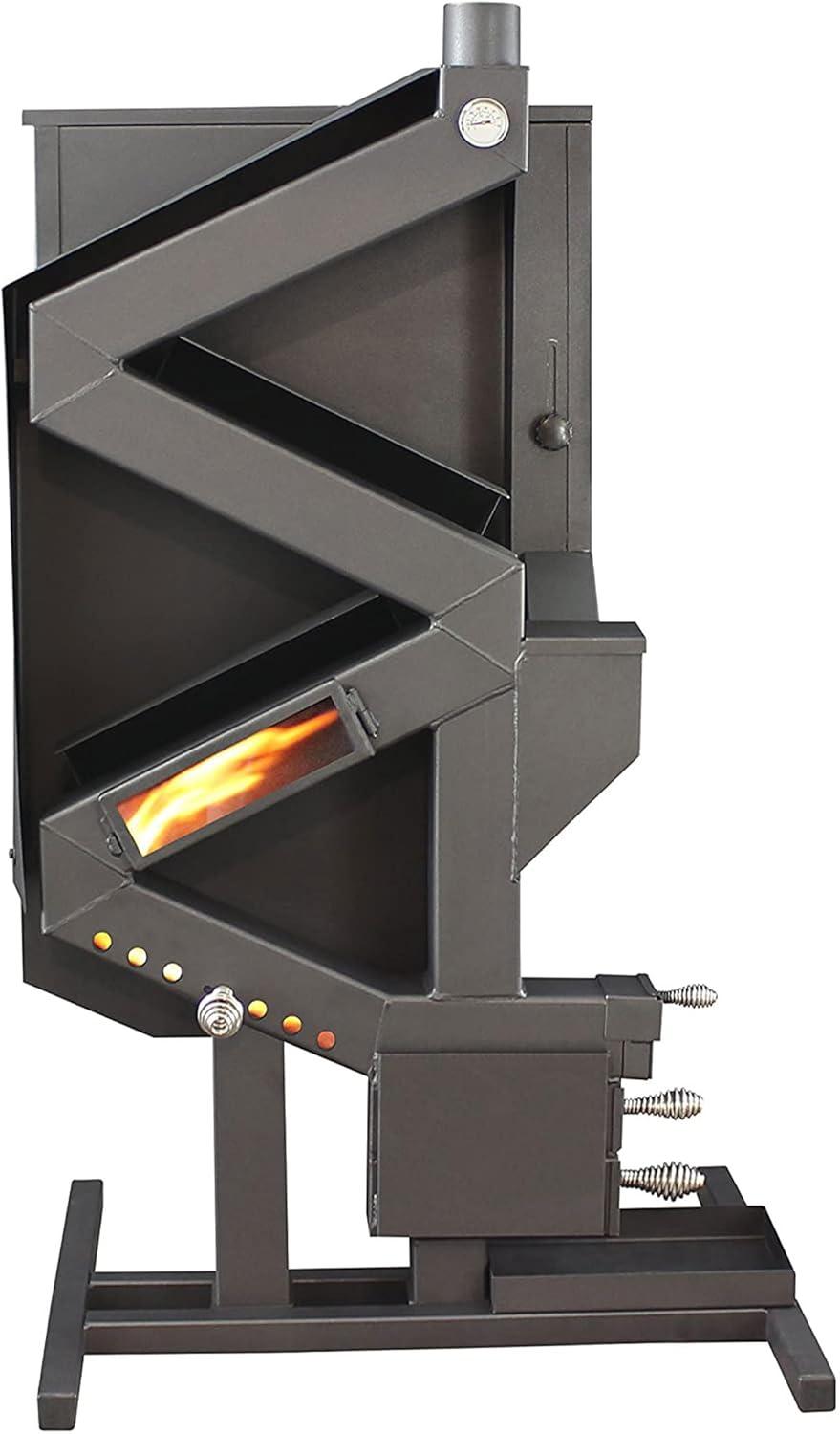 Wiseway Black Steel 2,000 Sq Ft Non-Electric Pellet Stove