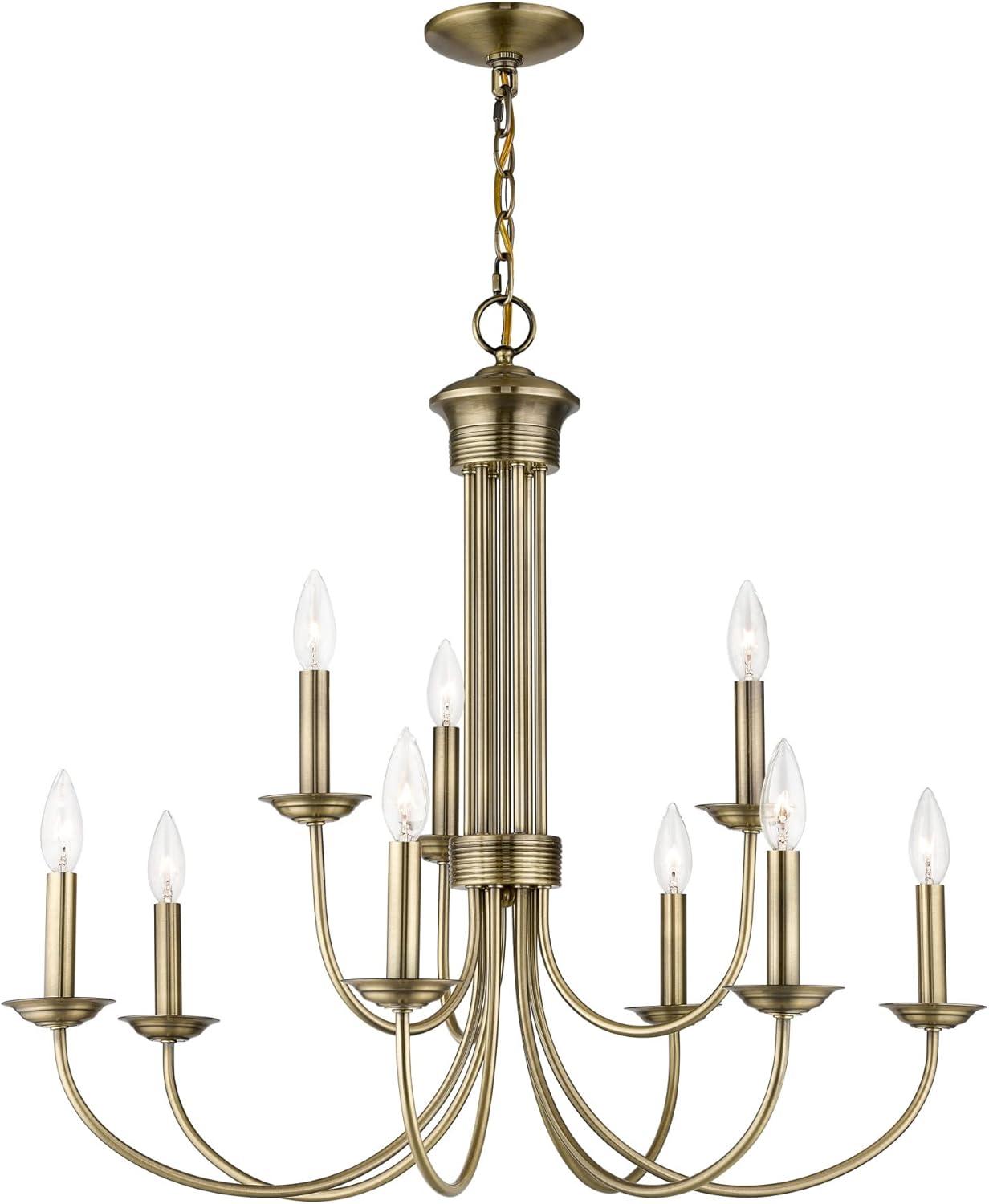 Livex Lighting 42687 Estate 9 Light 30" Wide Taper Candle Style Chandelier - Brass