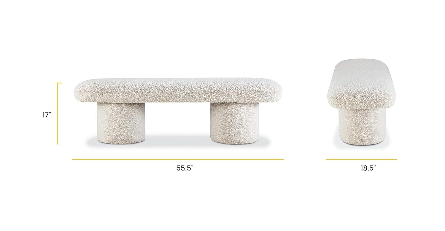 Poly and Bark Poly & Bark Este Bench - Boucle Mid Century Modern Crema White Boucle
