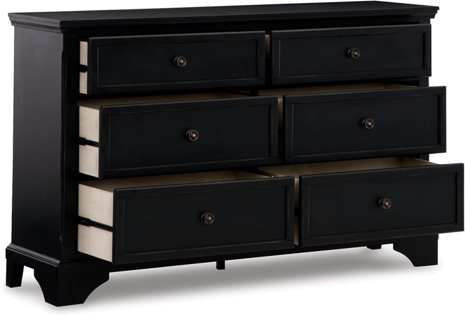 Black Traditional 6-Drawer Dresser with Dovetail Construction