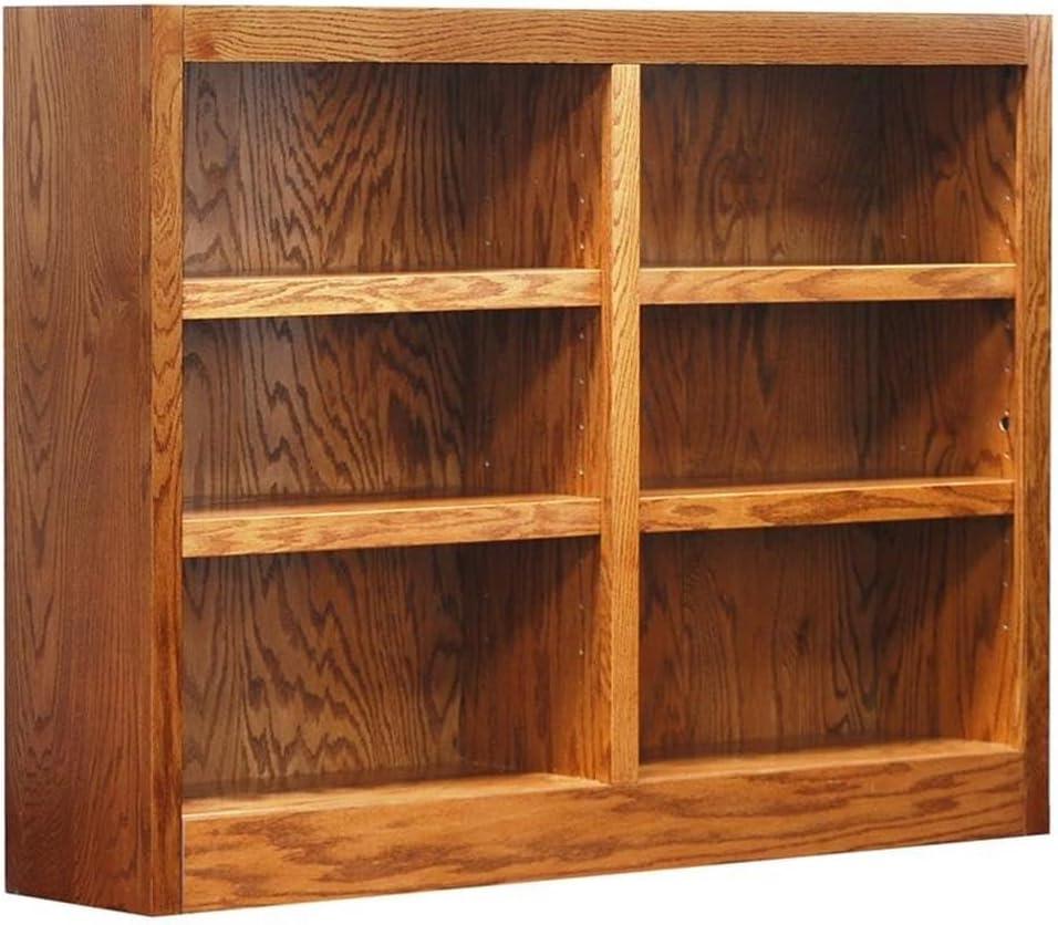 Concepts in Wood 6 Shelf Double Wide Wood Bookcase, 36 inch Tall - Oak Finish