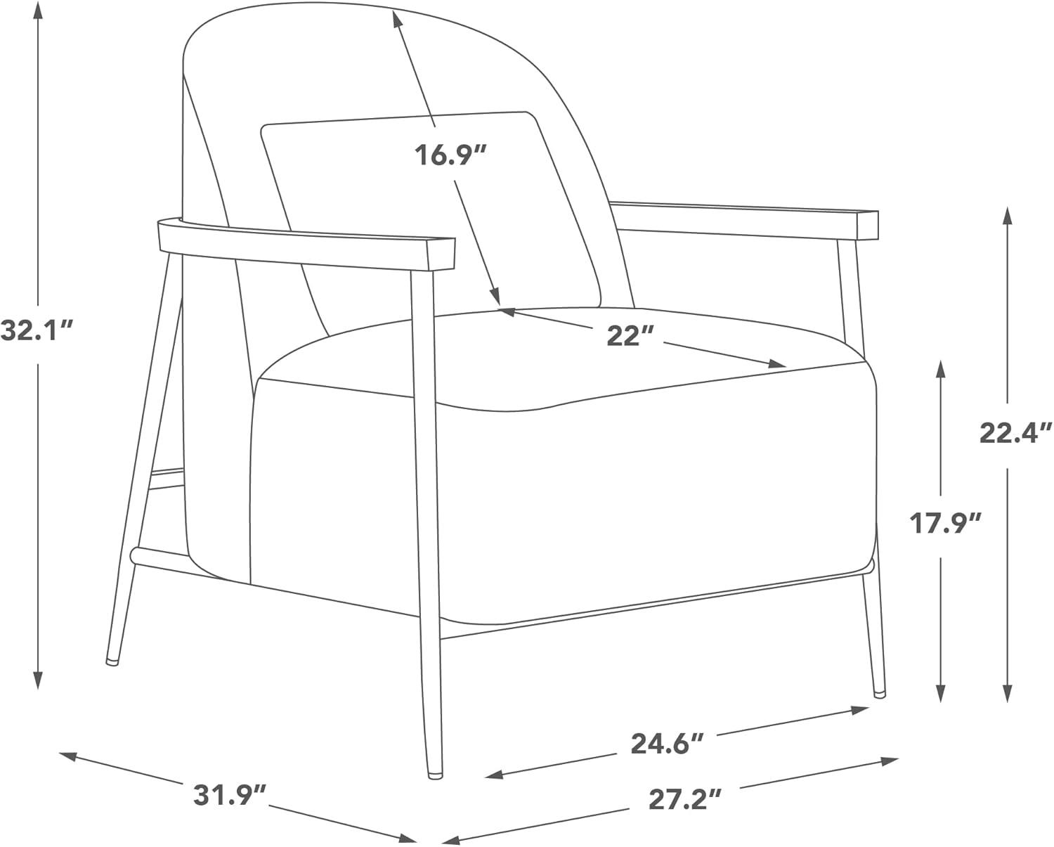 Quiteria Camel Fabric Accent Chair with Solid Wood and Metal Frame
