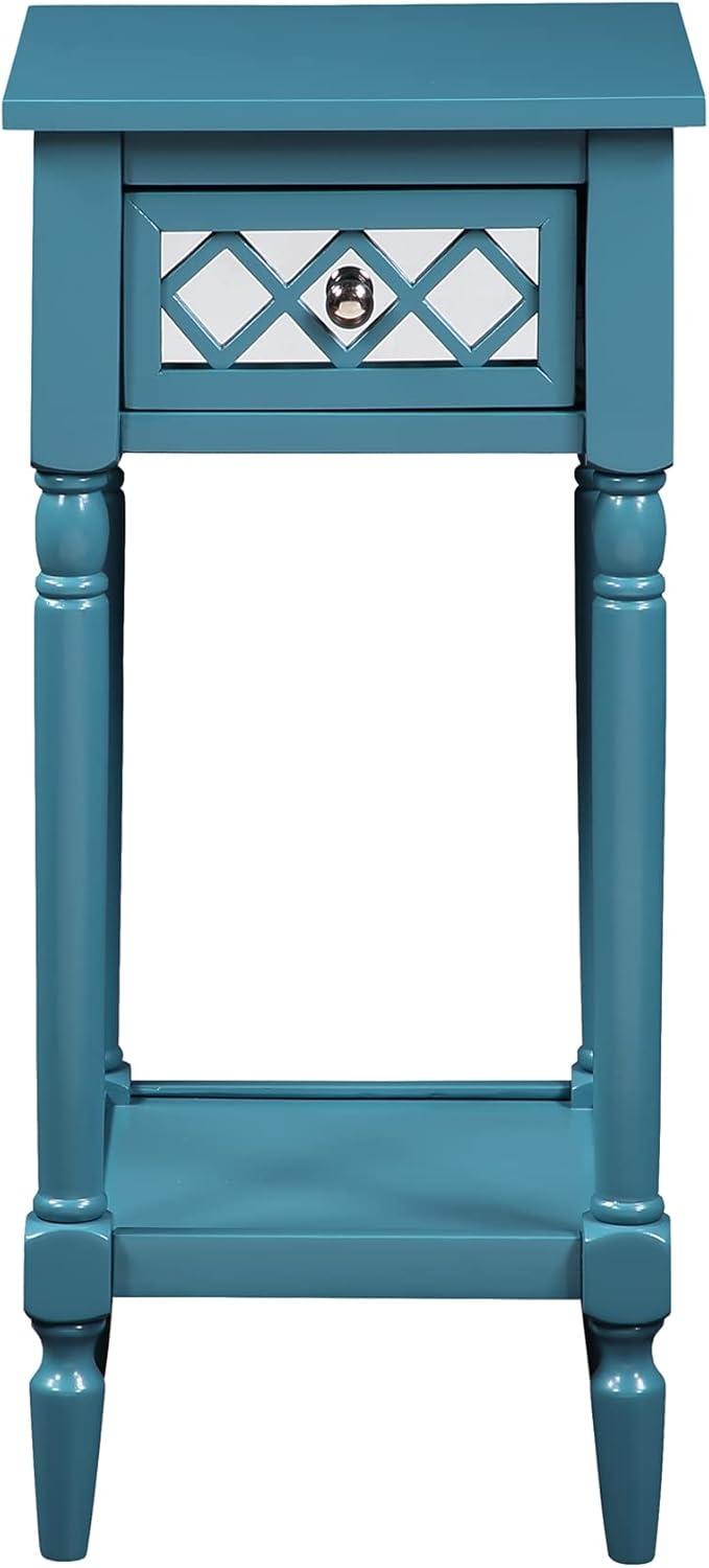 Convenience Concepts French Country Khloe Deluxe 1 Drawer Accent Table with Shelf, Blue